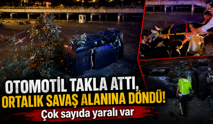 Bursa'da sıkıştırılan otomobil takla attı: 4 yaralı, sürücü firarda