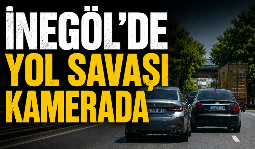 İnegöl girişinde yol savaşına döndü! Tehlikeli sürüş kamerada