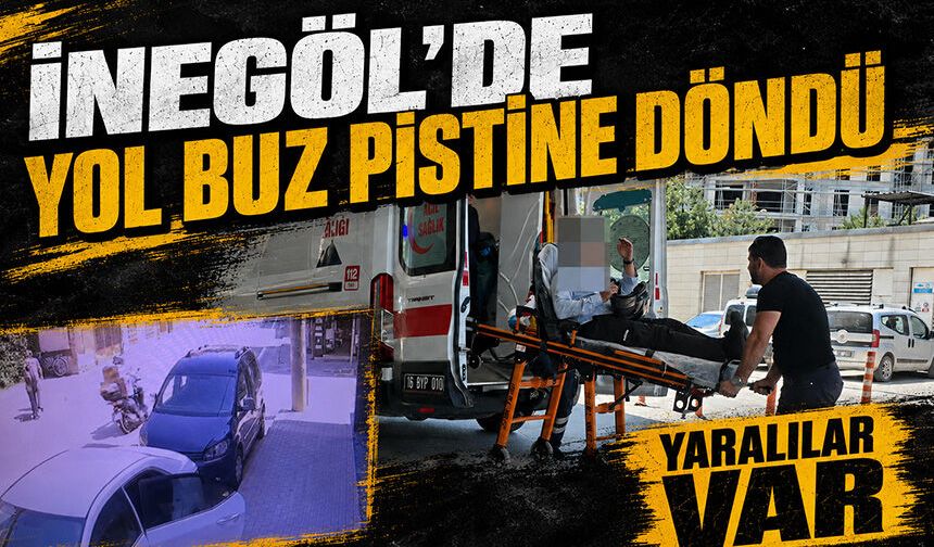 Bursa İnegöl'de yol buz pistine döndü | Yaralılar var