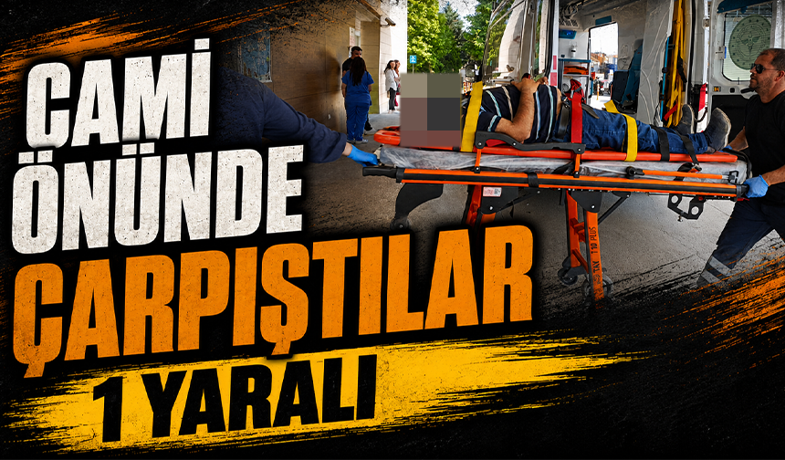 Bursa İnegöl'de cami önünde çarpıştılar; 1 yaralı