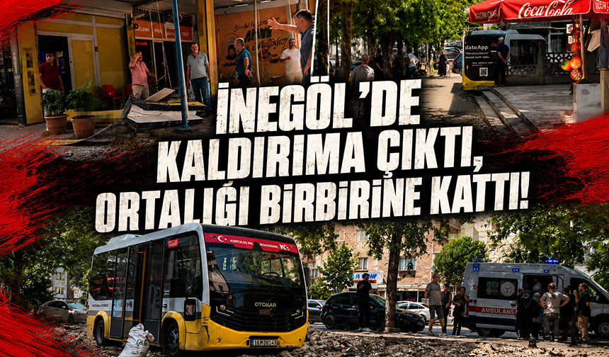 Bursa İnegöl'de kontrolden çıkan minibüs arsaya uçtu