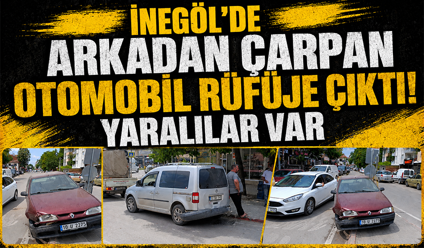 Bursa İnegöl'de arkadan çarpan otomobil refüje çıktı!