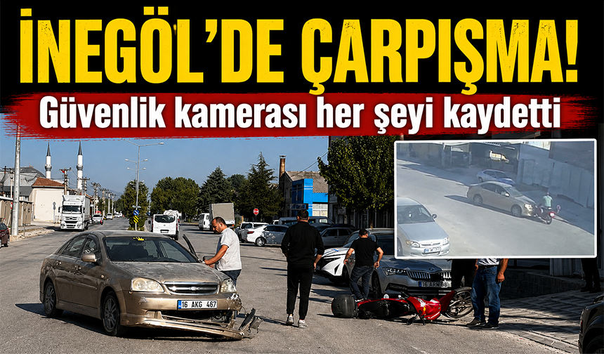Bursa İnegöl'de otomobil ile motosiklet çarpıştı! O anlar saniye saniye kamerada