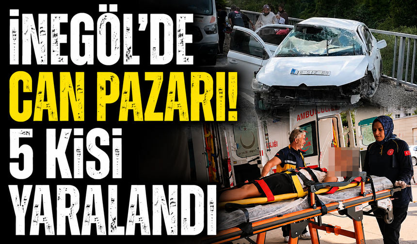 Bursa İnegöl'de araç bariyerlere çarptı: 5 yaralı