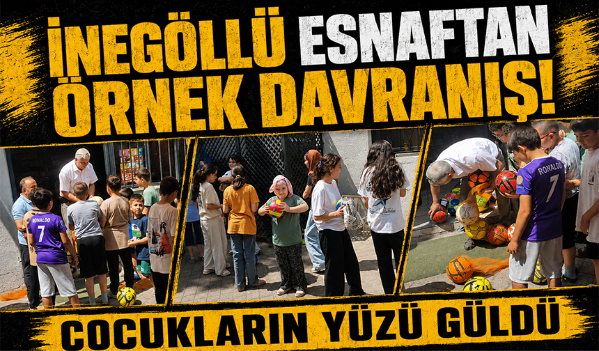 İnegöllü esnaftan örnek davranış: Çocukların yüzü güldü