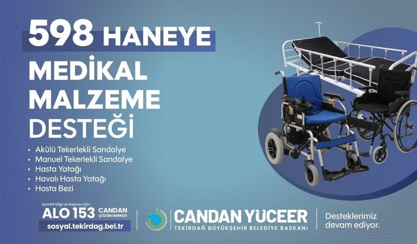 Tekirdağ'da 598 haneye medikal destek