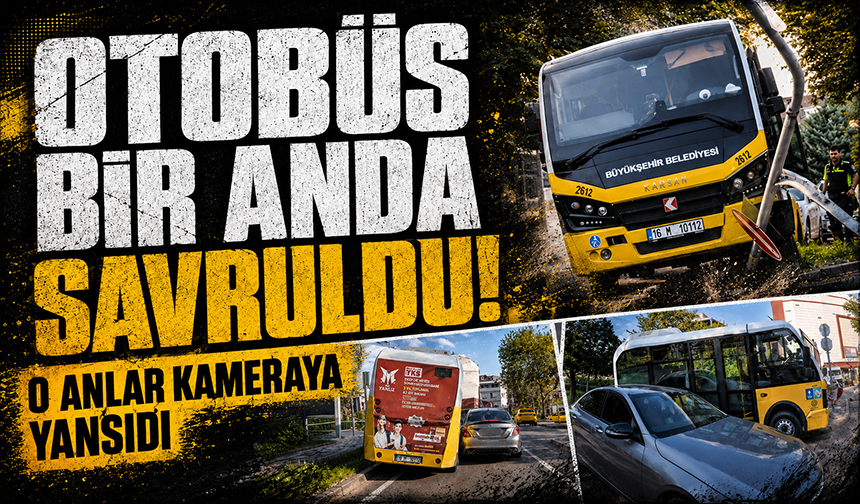 Bursa Osmangazi'de seyir halindeki halk otobüsü direğe çarptı: O anlar kamerada