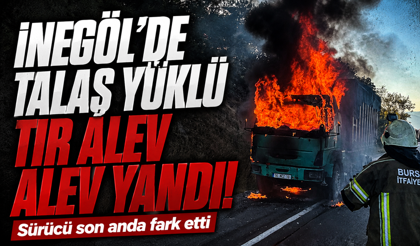 Bursa İnegöl'de talaş yüklü TIR alev alev yandı!