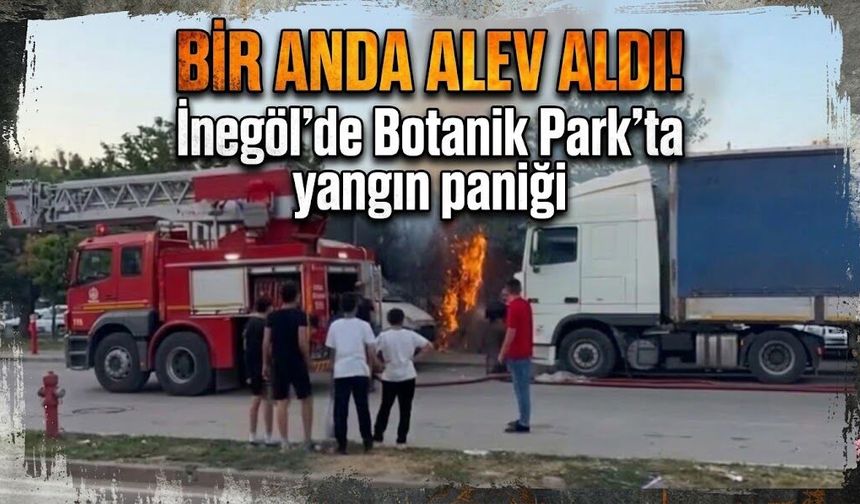 Bir anda alev aldı! İnegöl’de Botanik Park’ta yangın paniği
