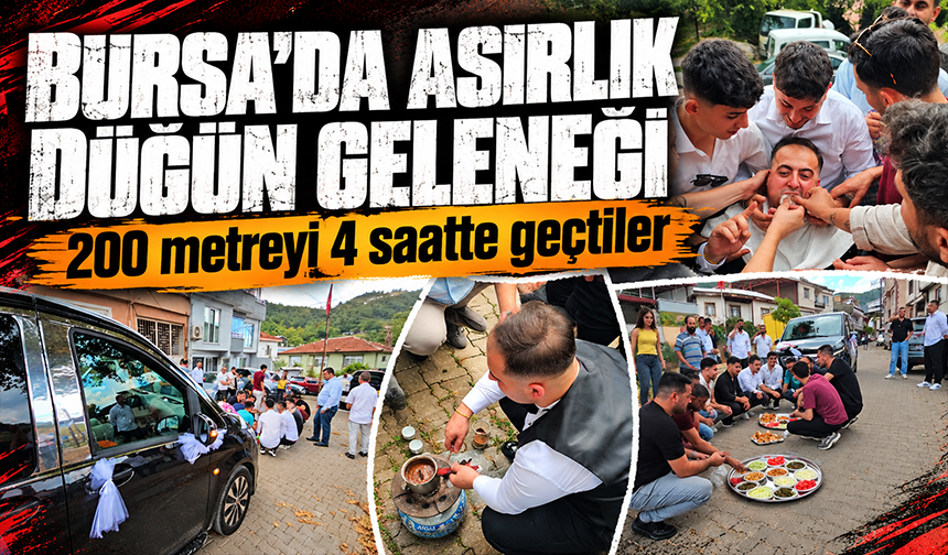 Bursa'da asırlık düğün geleneği: 200 metreyi 4 saatte geçtiler