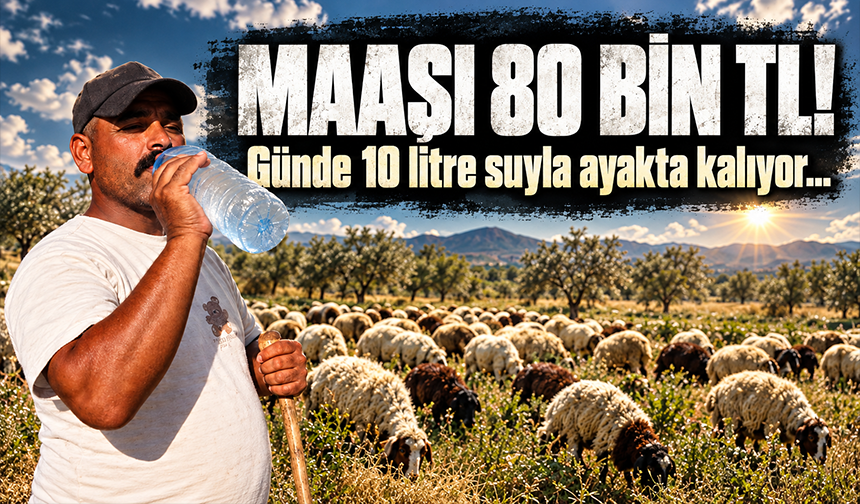 Maaşlarıyla gündem olan çobanlar, günde litrelerce su tüketerek kavurucu sıcakta mesaiyi sürdürüyor