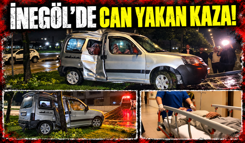 Bursa İnegöl'de araç ağaca çarptı!