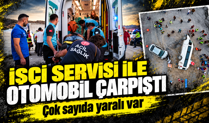 Kırıkkale’de işçi servisi ile otomobil çarpıştı: 14 yaralı