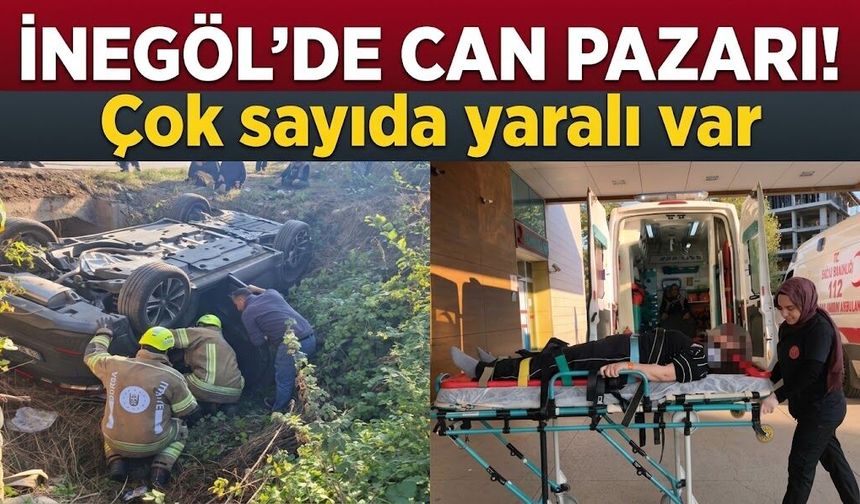 İnegöl’de araç dere yatağına uçtu: 5 yaralı
