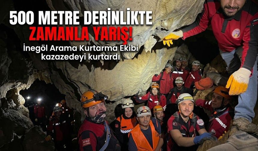 500 metre derinlikte zamanla yarış! İnegöl Arama Kurtarma Ekibi kazazedeyi kurtardı