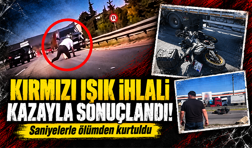 Bursa Osmangazi'de kırmızı ışık ihlali yapan cipe motosiklet çarptı