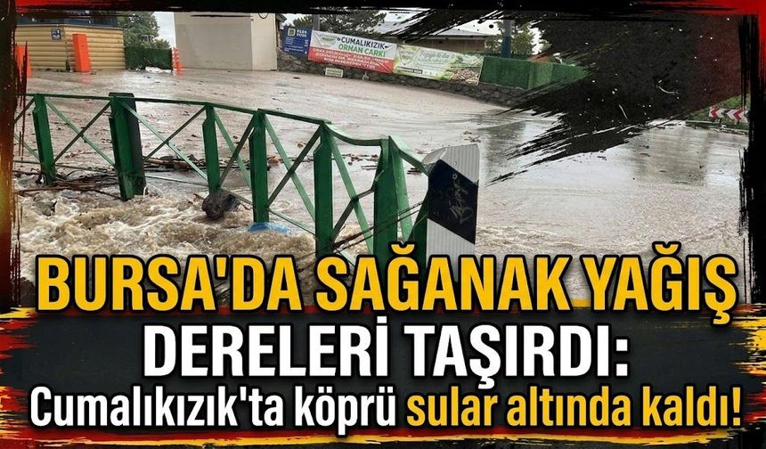 Bursa'da sağanak yağış dereleri taşırdı: Cumalıkızık'ta köprü sular altında kaldı!