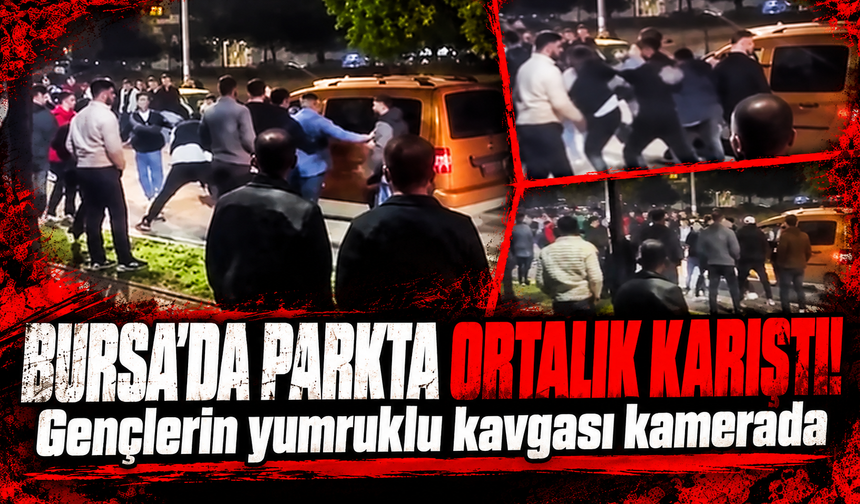 Bursa Yıldırım'da parkta gençlerin kavgası kameraya yansıdı