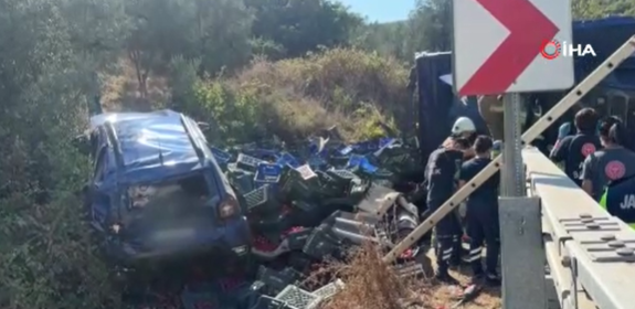 Bursa İznik'te virajı alamayan kamyon d*hşet saçtı: 1 *lü, 1 yaralı