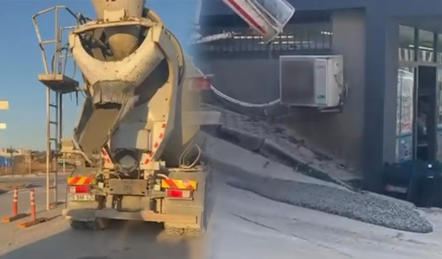 Bursa'da yola beton döken mikser sürücüsüne tepki